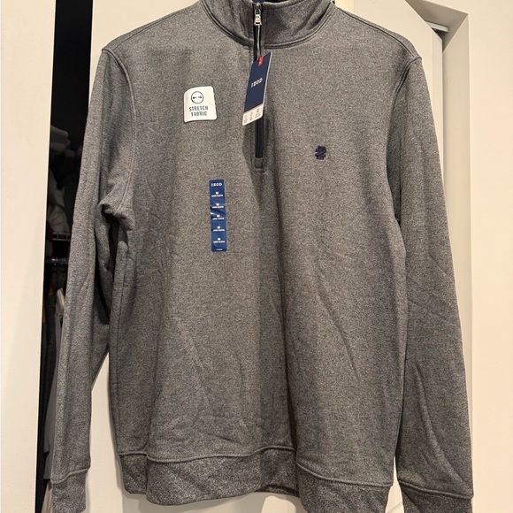 Izod Men's Charcoal Zip-Up Sweater - Picture 1 of 2
